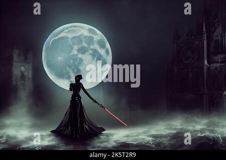 Female Vampire Hunter Stock Photo - Alamy