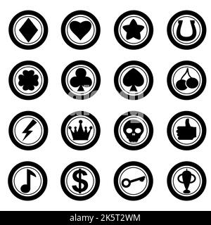 Casino Slot Machine Set Icons, shape. Gambling symbols, objects. Vector illustration Stock Vector