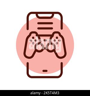 Game streaming in phone line icon. Online promotion Stock Vector