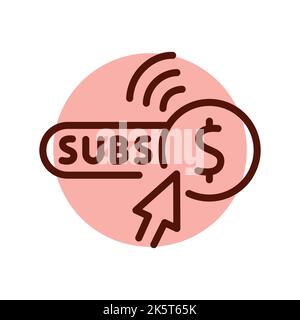 Paid subscription line icon. Online promotion Stock Vector