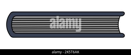 Book. Bottom view. Color vector illustration. Gray cover. School textbook in closed position. Cartoon style. Isolated background. School theme. Stock Vector