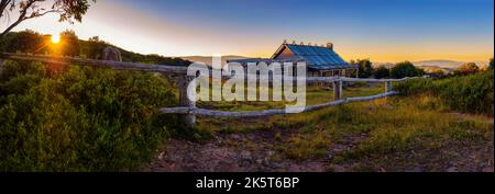 Sunset above Craigs Hut in the Victorian Alps, Australia Stock Photo