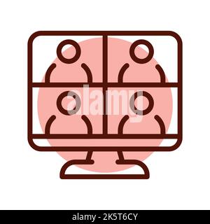 Online meeting line icon. Transmission tower Stock Vector