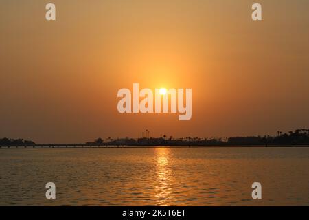 A beautiful evening and sunset on the Jeddah Corniche.  A beautiful evening and sunset on the Jeddah Corniche. Stock Photo