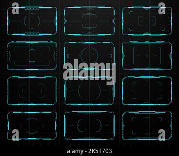 VR HUD futuristic interface square grid. Line and dot head up display ...