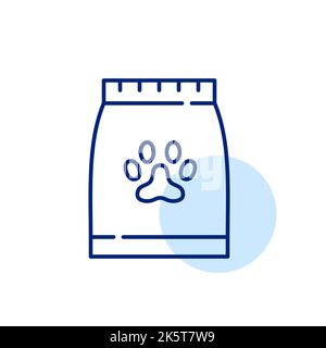Pet food package with paw on it. Pixel perfect, editable stroke icon Stock Vector