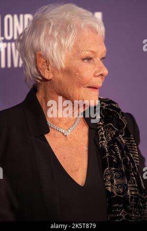 London, UK. 09th Oct, 2022. Dame Judi Dench attends the 'Allelujiah' European Premiere during the 66th BFI London Film Festival at Southbank Centre on October 09, 2022 in London, England UK. photo by Gary Mitchell Credit: Gary Mitchell, GMP Media/Alamy Live News Stock Photo