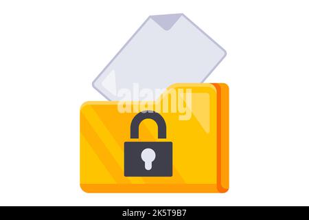 encrypted files on the computer. closed data. flat vector illustration. Stock Vector
