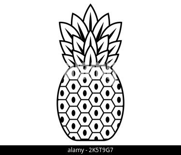 black pineapple icon. exotic plant. appetizing dessert. flat vector illustration. Stock Vector
