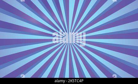 Middle blue rays on gradient background animation. Sunburst, radial, sun light, circus, stripe background rotation. Cartoon sunburst pattern Blue Stock Vector