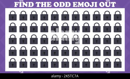 Find The Odd Emoji Out, Visual Logic Puzzle Game. Activity Game For Children. Vector Illustration. Stock Vector
