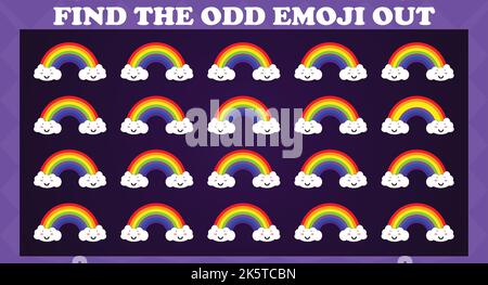 Find The Odd Emoji Out, Visual Logic Puzzle Game. Activity Game For Children. Vector Illustration. Stock Vector