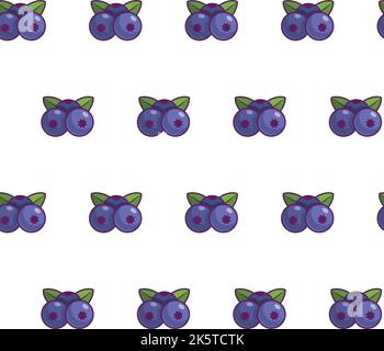 Blueberry pattern isolated seamless background - nature background Stock Vector