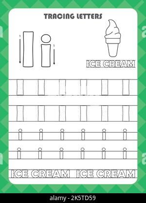 worksheet Letter I, Alphabet tracing practice Letter I. Letter I uppercase  and lowercase tracing with Ink, Igloo and Ice-cream. Handwriting exercise  for kids - Printable worksheet. 11981352 Vector Art at Vecteezy