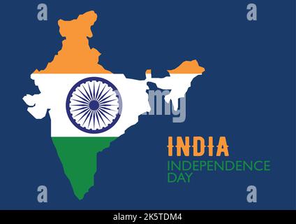 India flag with india map. Independence day. Vector illustration Stock Vector