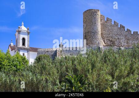Sines fortress and Saint Salvador Church, Vasco da Gama statue on top, Alentejo, Portugal Stock Photo