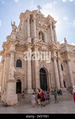 Syracuse, Italy - 09-16-2022: The beautiful Duomo of Ortigia Stock Photo