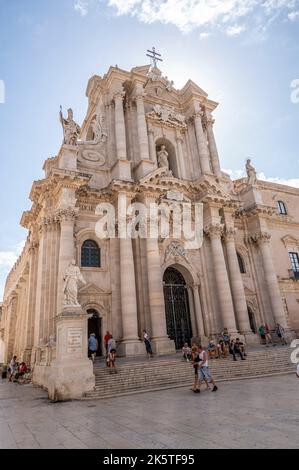 Syracuse, Italy - 09-16-2022: The beautiful Duomo of Ortigia Stock Photo