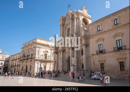 Syracuse, Italy - 09-16-2022: The beautiful Duomo of Ortigia Stock Photo