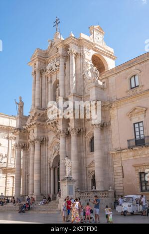 Syracuse, Italy - 09-16-2022: The beautiful Duomo of Ortigia Stock Photo