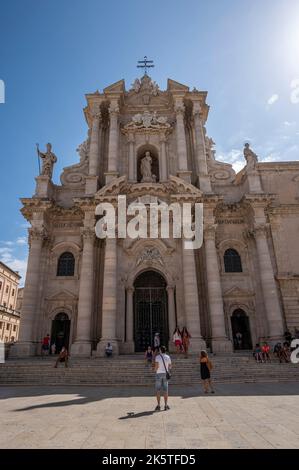 Syracuse, Italy - 09-16-2022: The beautiful Duomo of Ortigia Stock Photo