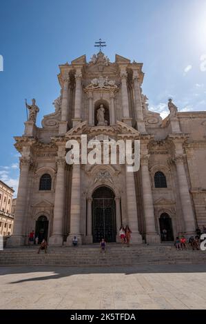 Syracuse, Italy - 09-16-2022: The beautiful Duomo of Ortigia Stock Photo