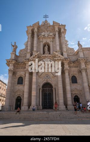 Syracuse, Italy - 09-16-2022: The beautiful Duomo of Ortigia Stock Photo