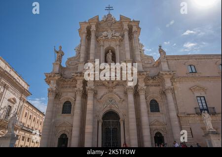 Syracuse, Italy - 09-16-2022: The beautiful Duomo of Ortigia Stock Photo