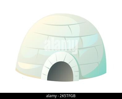 Snow igloo house. Dwelling of northern nomadic peoples in Arctic. From ice and snow blocks. Isolated on white background. illustration vector. Stock Vector