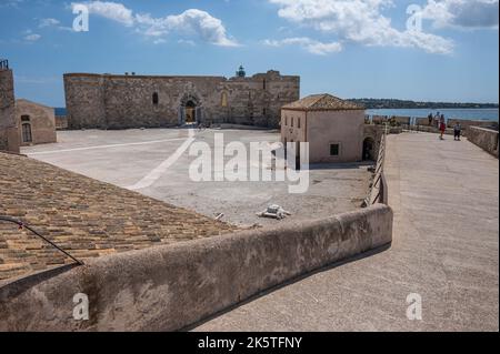 Syracuse, Italy - 09-16-2022: The Maniace Castle in Ortigia Stock Photo