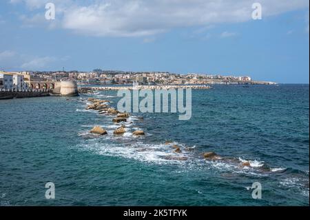 Syracuse, Italy - 09-16-2022: view of the of Syracuse and Ortigia Stock Photo