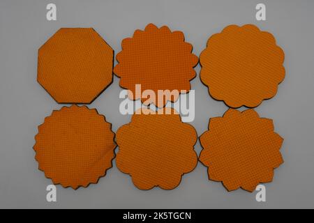 various geometric signs in front of a colored background Stock Photo