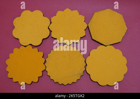 various geometric signs in front of a colored background Stock Photo