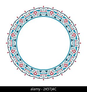 Floral round frame. Vintage festive banner. Multicolored vector illustration. Stock Vector