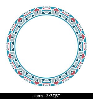 Floral round frame. Vintage festive banner. Multicolored vector illustration. Stock Vector