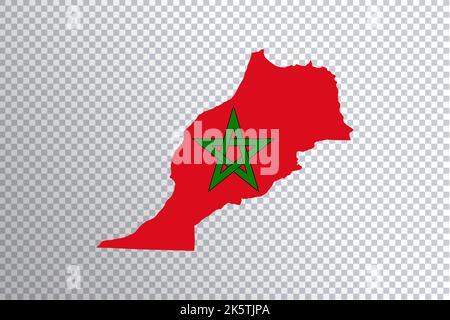 Morocco flag on map, transparent background, Clipping path Stock Photo