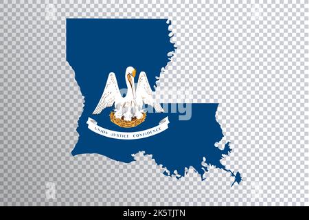 Louisiana flag on map, transparent background, Clipping path Stock Photo