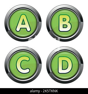 Alphabet signs in chrome buttons Stock Vector