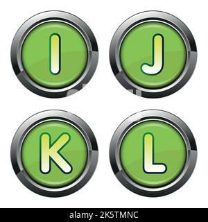 Alphabet signs in chrome buttons Stock Vector