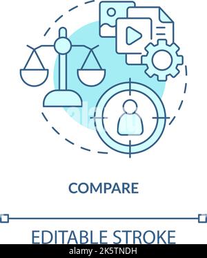 Compare and analyze turquoise concept icon Stock Vector