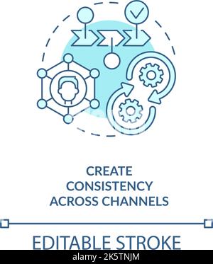 Create consistency across channels turquoise concept icon Stock Vector