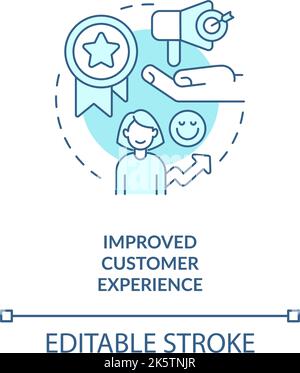 Improved customer experience turquoise concept icon Stock Vector