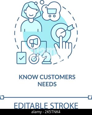 Knowing customers needs turquoise concept icon Stock Vector