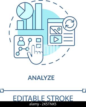 Analyze customer data turquoise concept icon Stock Vector