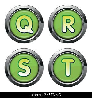 Alphabet signs in chrome buttons Stock Vector
