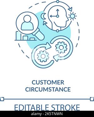 Customer circumstance turquoise concept icon Stock Vector