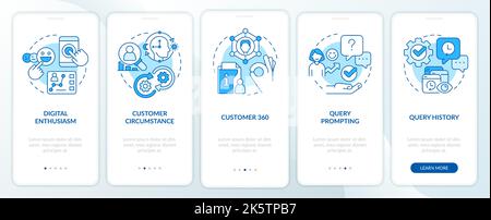 Improve customers experience blue onboarding mobile app screen Stock Vector