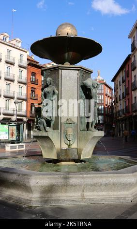 Latest version of the Golden Fountain originally designed by Diego de Praves in 1616 Plaza de Fuente Dorada Valladolid Castile and Leon Spain Stock Photo