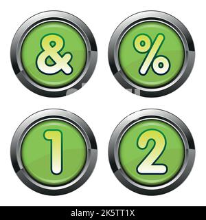 Alphabet signs in chrome buttons Stock Vector