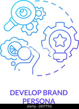 Develop brand persona blue gradient concept icon Stock Vector